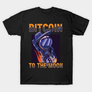 Bitcoin To The Moon Funny Crypto Pun Astronaut Funny Bitcoin Gift T-Shirt